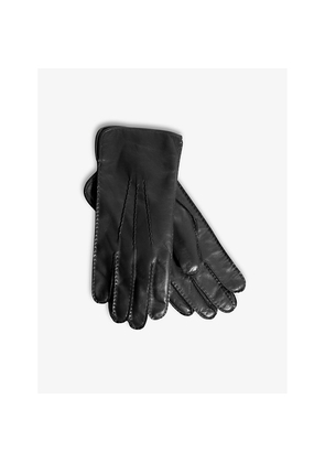 Mens Aspinal Of London Stitch-Embellished Cashmere and Leather Gloves
