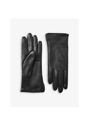 Womens Aspinal Of London Stitch-Embellished Cashmere and Leather Gloves
