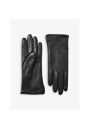 Womens Aspinal Of London Stitch-Embellished Cashmere and Leather Gloves