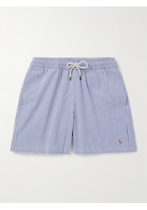 Polo Ralph Lauren - Traveler Straight-Leg Mid-Length Striped Cotton-Blend Seersucker Swim Shorts - Men - Blue - XS