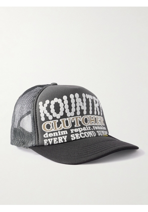 KAPITAL - Kountry Pearl Clutcher Printed Canvas and Mesh Trucker Cap - Men - Gray
