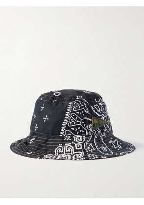 KAPITAL - Logo-Appliquéd Bandana-Print Cotton Bucket Hat - Men - Black