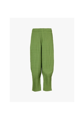 Womens Leem Plisse Tapered-Leg Woven Trousers