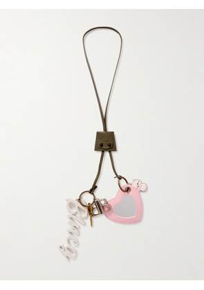 Balenciaga - Le City 2 Embellished Textured-Leather, Silver- and Gold-Tone Key Fob - Men - Green