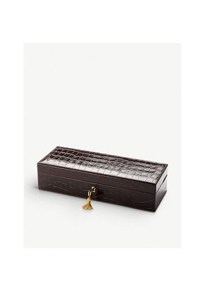 Aspinal Of London Lock and Key Croc-Embossed Leather Watch Box