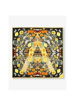 Womens Aspinal Of London Botanical 'A' Floral-Print Silk Scarf