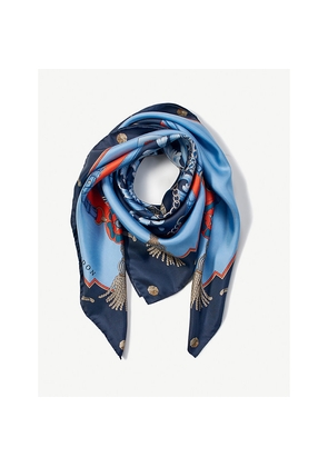 Womens Aspinal Of London Signature Shield Graphic-Print Silk Scarf