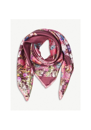 Womens Aspinal Of London Ombre 'A' Floral-Print Silk Scarf