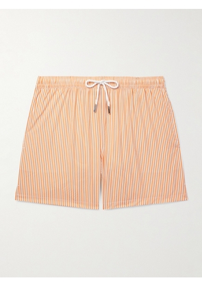 Thom Sweeney - Straight-Leg Mid-Length Striped Swim Shorts - Men - Orange - S