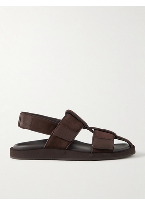 John Lobb - Milford Leather-Trimmed Suede Sandals - Men - Brown - UK 6