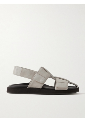 John Lobb - Milford Leather-Trimmed Suede Sandals - Men - Gray - UK 6