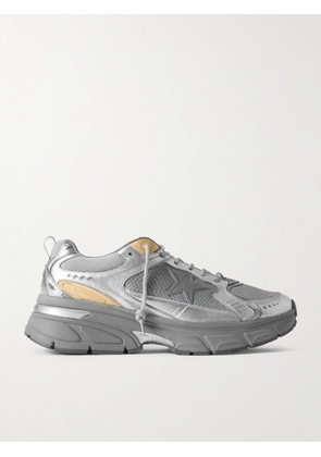 Golden Goose - Lightstar Rubber-Trimmed Metallic Leather and Mesh Sneakers - Men - Silver - EU 39