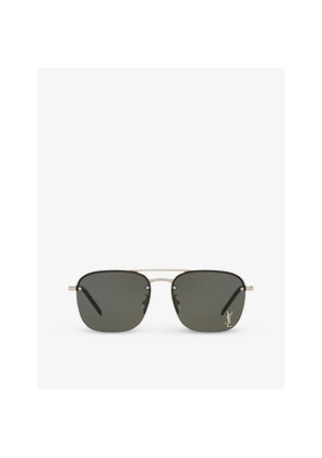 Womens Saint Laurent Ys000490 SL 309 M Rectangular-Frame Metal Sunglasses