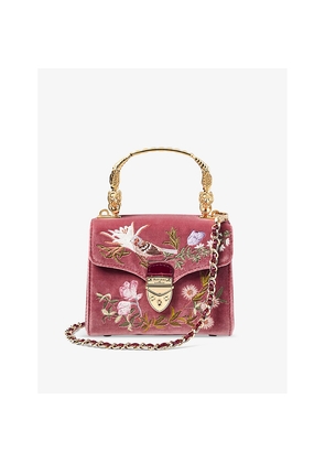 Womens Aspinal Of London Mayfair Mini Bird-Embellished Velvet Leather Shoulder Bag