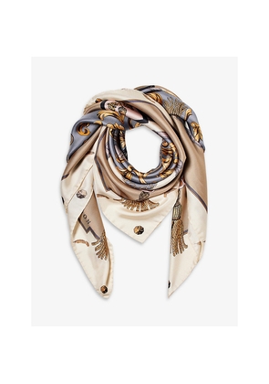 Womens Aspinal Of London Signature Shield Graphic-Print Silk Scarf
