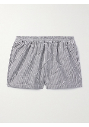 Bottega Veneta - Straight-Leg Mid-Length Striped Seersucker Swim Shorts - Men - Blue - XS