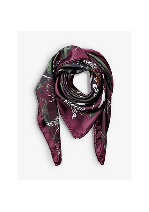 Womens Aspinal Of London Woodland Graphic-Print Silk Scarf