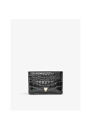 Womens Aspinal Of London Logo-Embellished Croc-Embossed Leather Card Holder