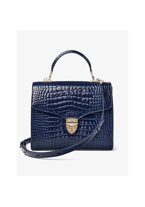 Womens Aspinal Of London Mayfair Croc-Embossed Leather Top-Handle Bag