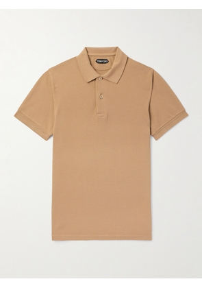 TOM FORD - Garment-Dyed Cotton-Piqué Polo Shirt - Men - Brown - IT 44