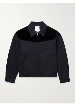 Visvim - Mayfield Velour-Trimmed Wool and Linen-Blend Bomber Jacket - Men - Blue - 1