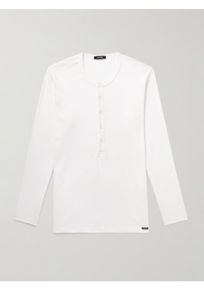 TOM FORD - Stretch-Cotton Jersey Henley Pyjama T-Shirt - Men - White - S