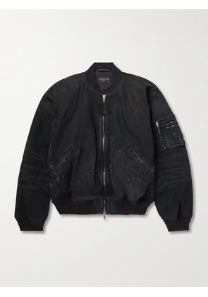 Balenciaga - Distressed Padded Denim Bomber Jacket - Men - Black - S