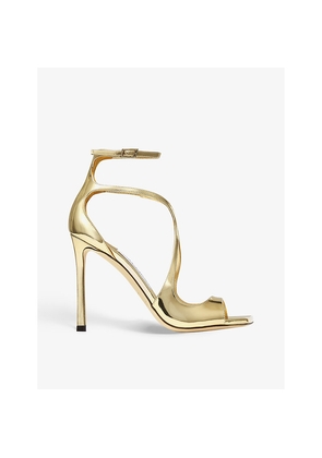 Womens Jimmy Choo Azia 110 Liquid-Metal Leather Heeled Sandals