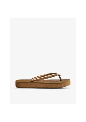 Womens Havaianas Slim Flatform Glitter-Strap Rubber Flip-Flops