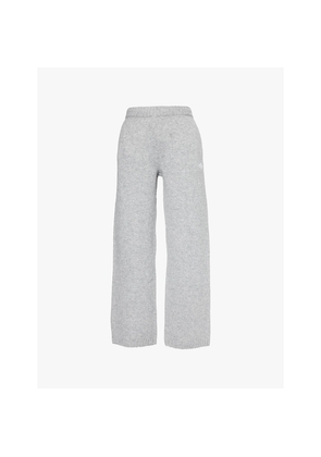 Womens The Couture Club Fluffy Emblem Brand-Embroidery Straight-Leg Mid-Rise Knitted Jogging Bottoms