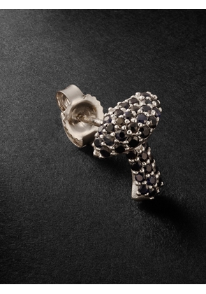 PATTARAPHAN - Tiny Pavé Shroom 14-Karat White Gold Sapphire Single Earring - Men - Silver