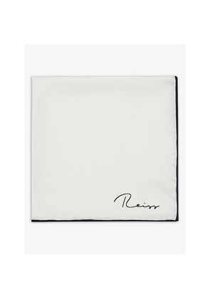 Mens Reiss Ceremony Logo-Print Silk Pocket Square