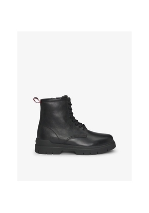 Mens Hugo Embossed-Logo Leather Ankle Boots