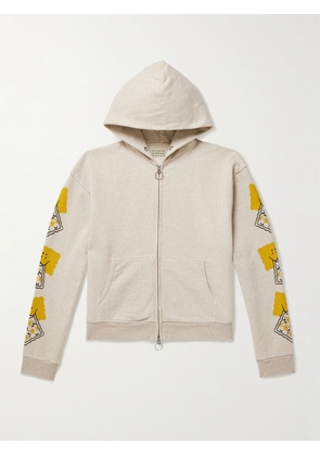 KAPITAL - Printed Cotton-Jersey Zip-Up Hoodie - Men - Neutrals - 2
