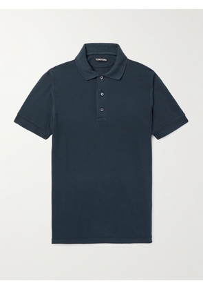 TOM FORD - Lyocell and Cotton-Blend Piqué Polo Shirt - Men - Blue - IT 44