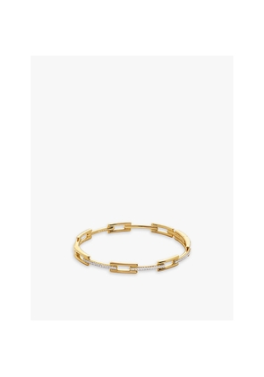 Womens Monica Vinader Signature Link 18ct Yellow Gold-Plated Vermeil Sterling-Silver and 0.27ct Brilliant-Cut Lab-Grown Diamond Bangle
