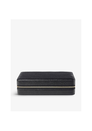 Aspinal Of London Travel Large Logo-Print Grained-Leather Jewellery Case