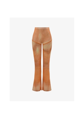 Womens Mistress Rocks Ombre-Print Flared-Leg Stretch-Mesh Trousers