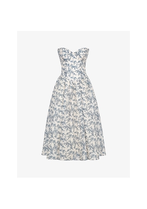 Womens House of CB Bennett Graphic-Print Strapless Cotton-Blend Midi Dress