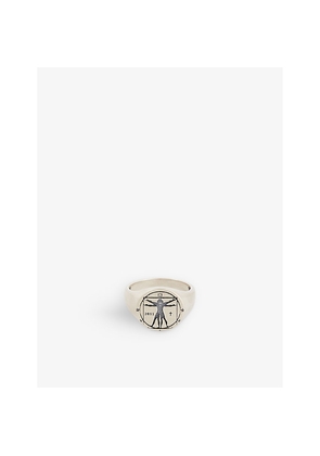 Mens Serge Denimes Vitruvian-Engraved Oxidised-Finish Sterling-Silver Ring