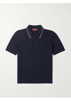 Gucci - Silk and Cotton-Blend Polo Shirt - Men - Blue - S