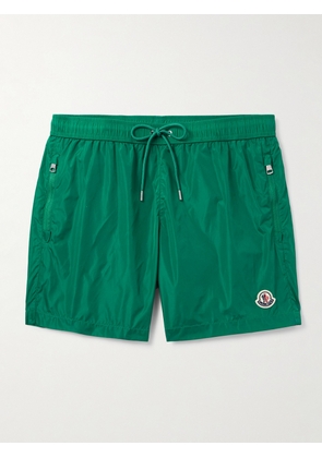 Moncler - Straight-Leg Mid-Length Logo-Appliquéd Swim Shorts - Men - Green - S
