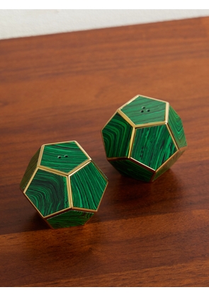 L'Objet - Pentagon Spice Jewels Malachite and Gold-Plated Salt and Pepper Shakers - Men - Green