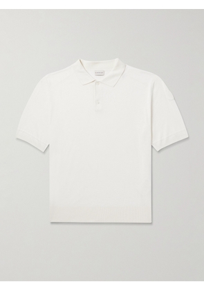 Moncler - Logo-Appliquéd Silk and Linen-Blend Polo Shirt - Men - White - S