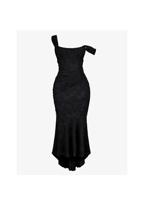 Womens House of CB Cesca Floral-Print Corseted Stretch-Woven Maxi Dress