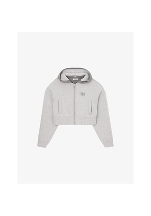 Womens Sandro Contrast-Hood Regular-Fit Cropped Sweatshirt