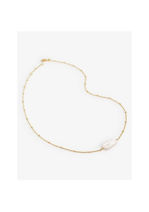 Womens Monica Vinader Biwa-Pearl 18ct Yellow Gold-Plated Vermeil Recycled Sterling-Silver Pendant Necklace