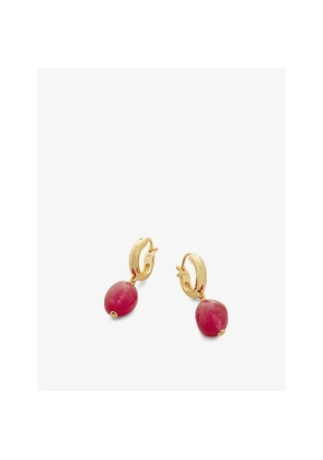 Womens Monica Vinader Rio 18ct Yellow Gold-Plated Vermeil Recycled Sterling Silver and Pink Quartz Drop Earrings