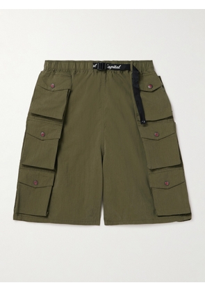 KAPITAL - Cotton and Nylon-Blend Ripstop Drawstring Cargo Shorts - Men - Green - 2