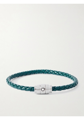 Montblanc - Meisterstück 3-Ring Stainless Steel and Woven Leather Bracelet - Men - Blue - M